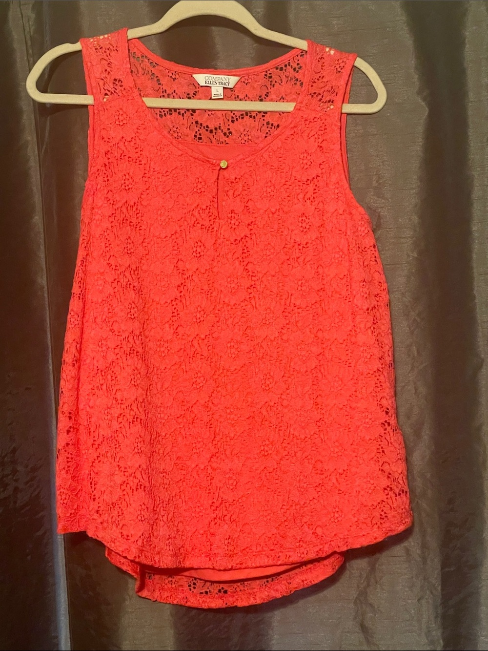 Ellen Tracy Coral Lace Shell Tank